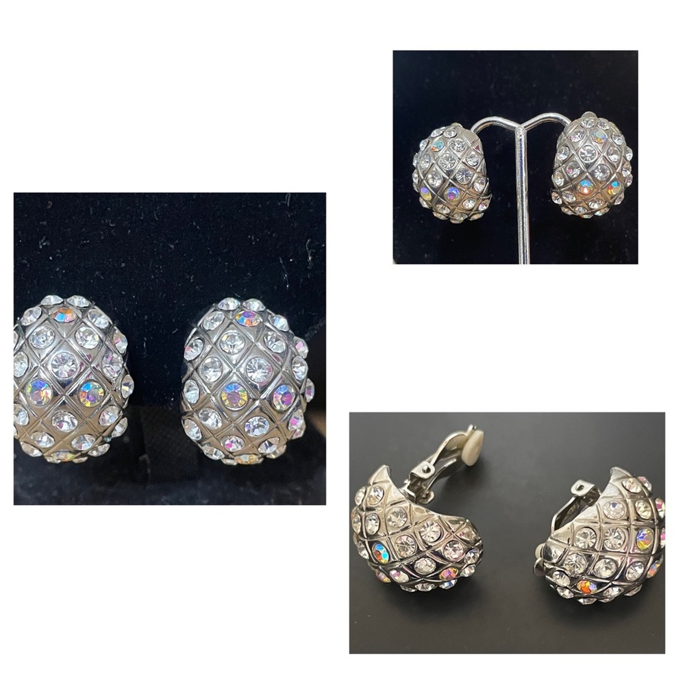 Vintage clip on Rhinestone Earrings